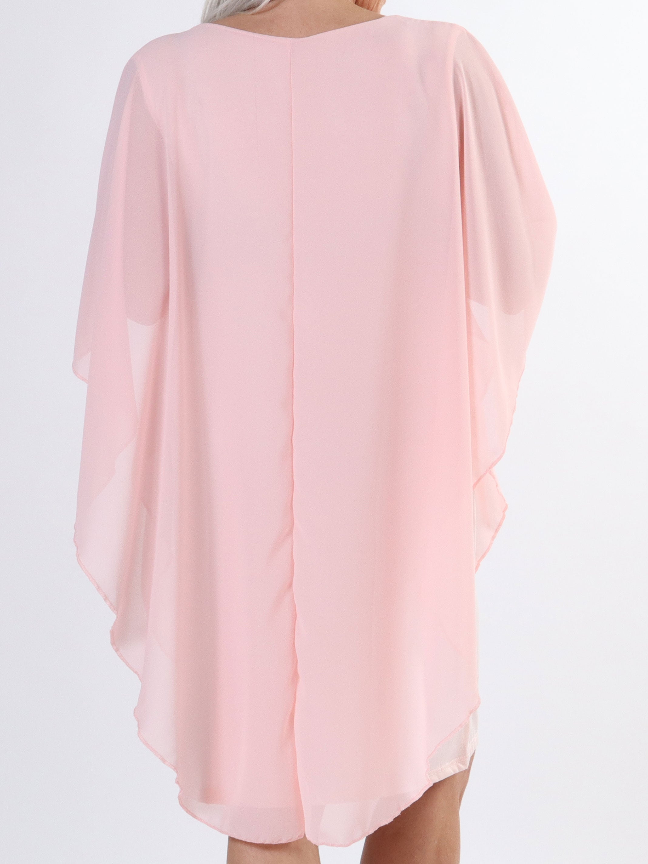 Kenya Crystal - Plus size tunikakjole med chiffonlag og similisten